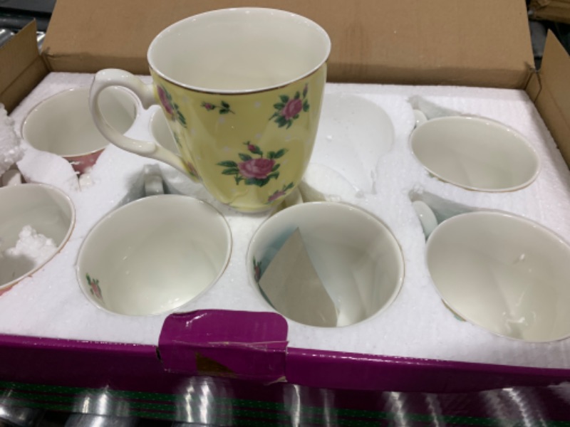 Photo 2 of BTaT- Royal Coffee Mugs, 12 oz, Set of 8, Floral Mugs, Porcelain Bone China, Tea Mug, Coffee Mug Set, Large Coffee Mugs, Coffee Cups Set, Flower Mugs for Coffee, Tea Cups, Tea Mugs