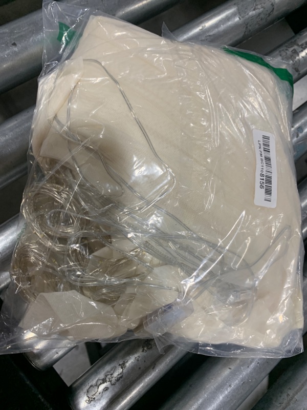 Photo 1 of Ivory Sheer Backdrop Curtains with Lights String for Parites Wedding 10×8ft Tulle Backdrop Curtains for Baby Shower Birthday Party Bridal Shower Photo Shoot Background Decorations