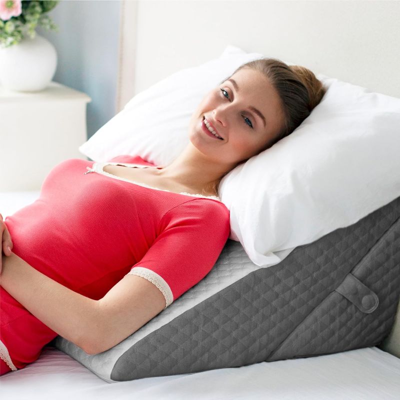 Photo 1 of Adjustable Bed Wedge Pillow for Sleeping - Wedge Pillow for Sleep Apnea, Gerd, Acid Reflux Relief, Post Surgery - Foam Wedge Pillow for Back Pain Relief,...
