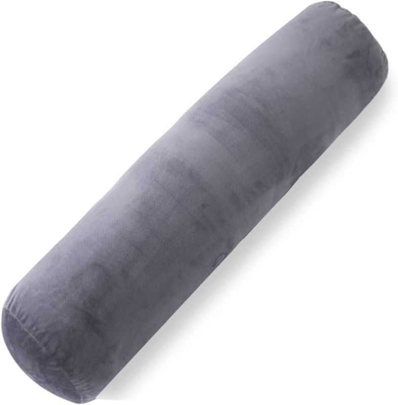 Photo 1 of 1 MIDDLE ONE Body Pillow for Adults, Bolster Pillow with Removable Velvet Cover, Long Round Cervical Roll Pillow, 35 x 7.87 Inches, Grey
