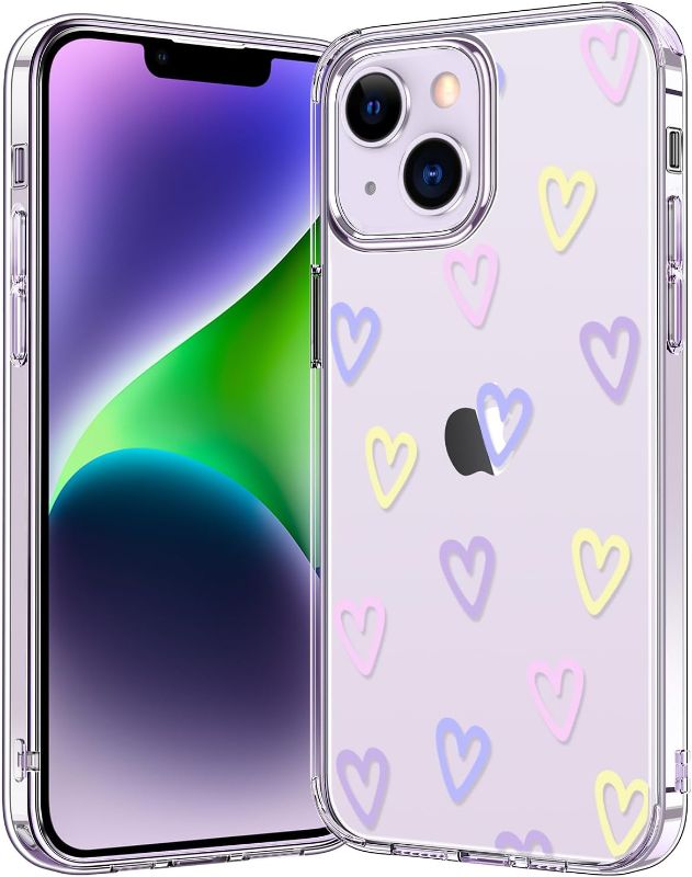 Photo 1 of bicol for iPhone 14 Plus Case with Clear Fashionable Designs for Women Girls,[with Screen Protector] Soft Shockproof Protective Cover,Slim Fit Durable Phone Case for 6.7 inch,Color Hearts
