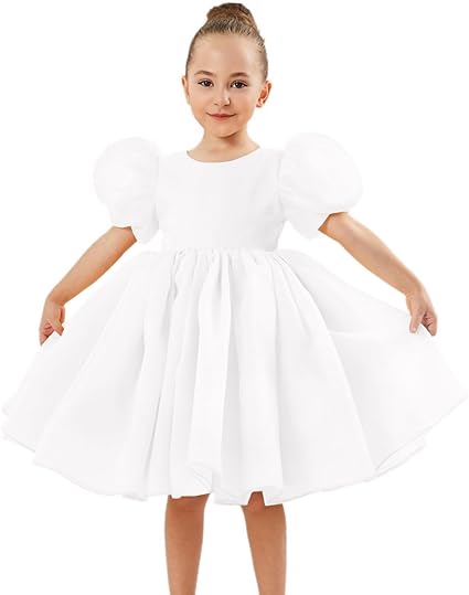 Photo 1 of 2Bunnies Girl Baby Toddler Puff Sleeve Organza Tulle Tutu Twirly Babydoll Flare Ball Gown Princess Flower Girl Dress
