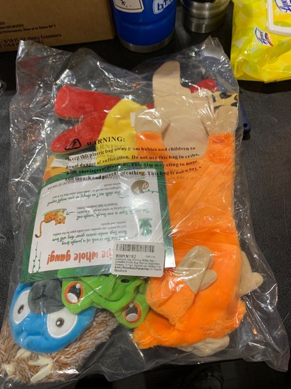 Photo 2 of Leashboss Dog Stocking Stuffer Toys - Unstuffed Crinkle Dog Toys for Aggressive Chewers, 5 Pack, Durable and Stuffing Free Animal Chew Toys, Squeak Toys for Puppies, Small, Medium, and Large Dogs