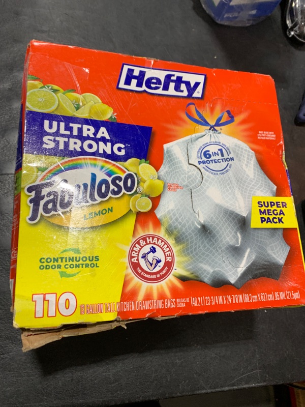 Photo 2 of Hefty Ultra Strong Tall Kitchen Trash Bags, Fabuloso Lemon Scent, 13 Gallon, 110 Count