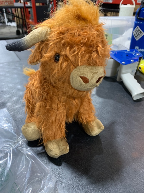 Photo 2 of Highland Cows Stuffed Animal Realistic Scottish Cow Plush Toy Soft Farm Animal Cattle Plushie Doll Present for Adults Kids Boys Girls (Brown Cow, 10.8 Inch)