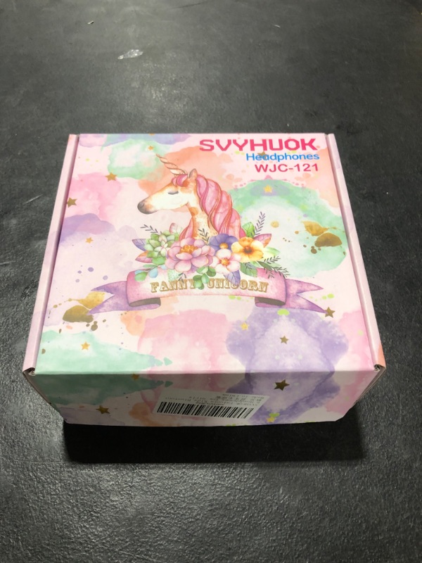 Photo 2 of SVYHUOK Unicorn Kids Bluetooth Headphones for Girls, Wireless Headset with Microphone for Teens, Safe Volume Limited 85db POM Cat Ear Over-Ear HD with Mic for School/Tablet/Birthday Xmas Gift