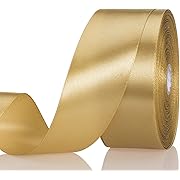 Photo 1 of 1 1/2 Inch Champaign Gold Solid Satin Ribbon, 50 Yards Craft Fabric Ribbon for Gift Wrapping Floral Bouquets Wedding Party Decoration
