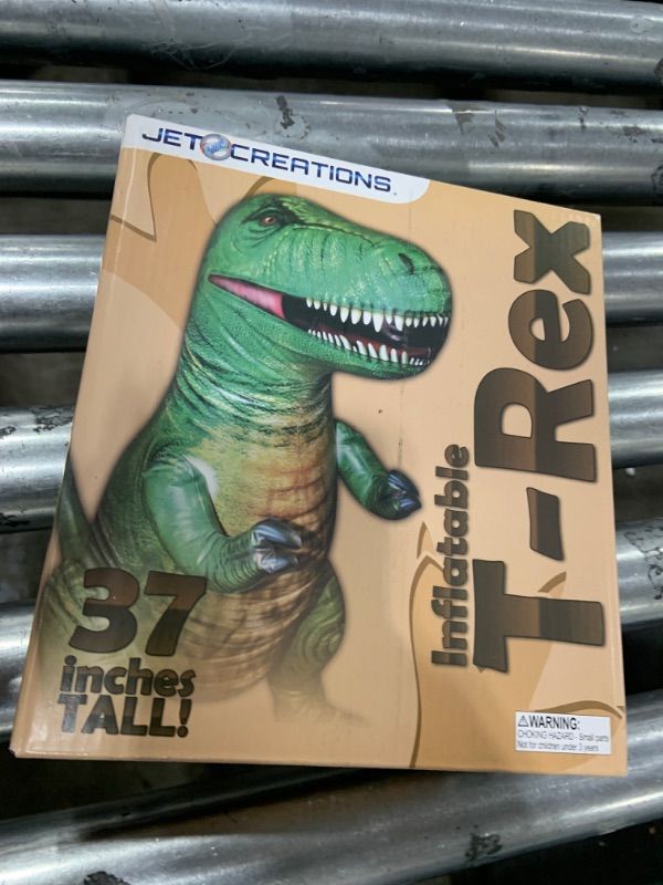Photo 1 of Jet Creations Inflatable T-Rex Dinosaur Toy, 37" Tall/43 Long, Wild Green, Pool, Party, Garden Decor, Christmas Holiday Photo Prop Jurassic Theme Decoration, 1 pc