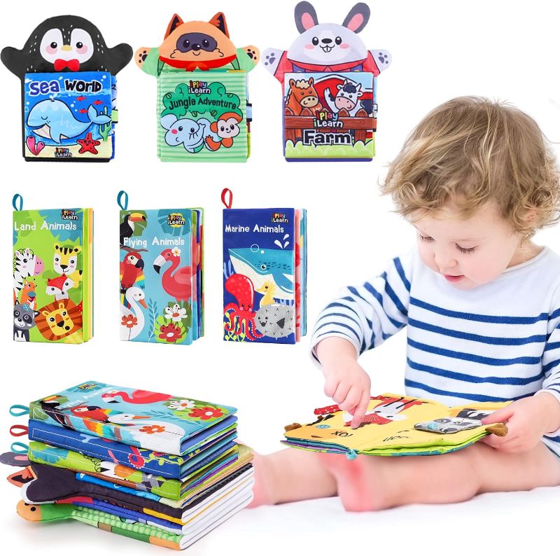 Photo 1 of iPlay, iLearn Soft Baby Books 1 Year Old, Babies Animal Cloth Book 6-12 Month, Infant Touch Feel Crinkle Book, Toddler Carseat Crib Bedtime Toy, Newborn...
