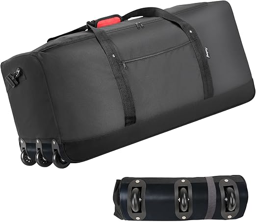 Photo 1 of Finnhomy 120L Foldable Rolling Duffel Bag with 3 Wheels, Light Weight Travel Duffel bag with Large Loading Capacity, 32 inch Rolling Duffel bag with Shoulder Strap for Travel Camping Sports
