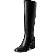 Photo 1 of  Knee High Boots for Women - Round Toe Block Chunky Heel Pull On Tall Boots PU Long Boot 8