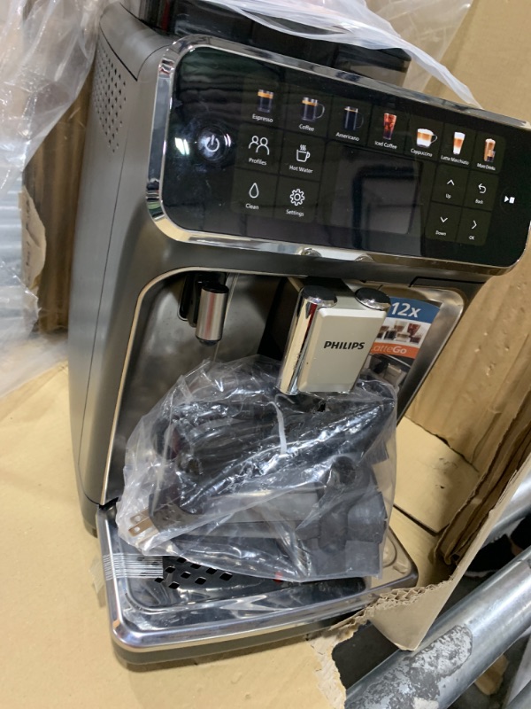 Photo 2 of PHILIPS 4400 Series Fully Automatic Espresso Machine – 12 Hot & Iced Coffees, Quick-to-Clean LatteGo Milk System, SilentBrew, QuickStart, Ceramic Grinder, Black Chrome (EP4444/90)