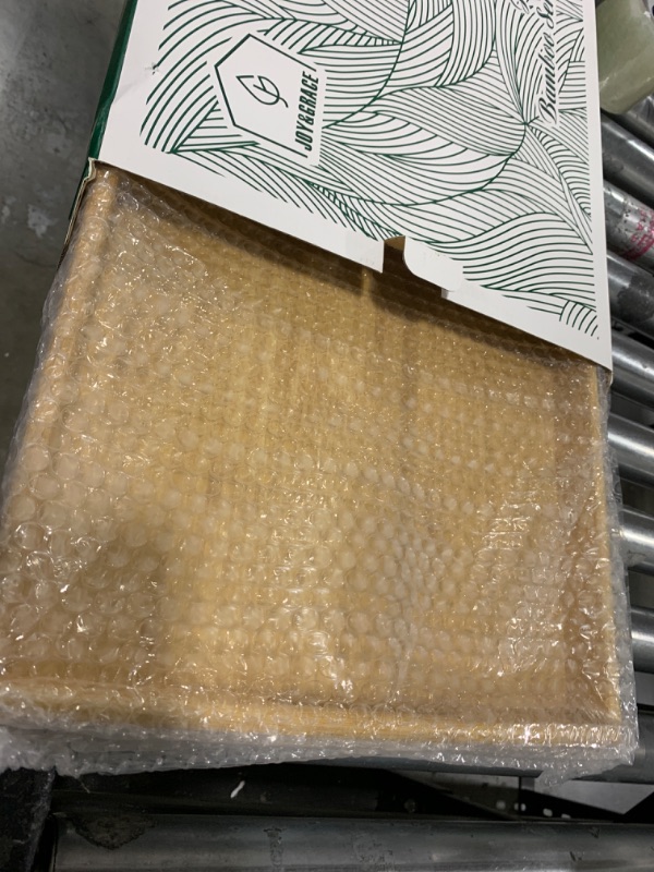 Photo 1 of Joy&Grace Bamboo Serving Tray Bed Tray with Handles, Breakfast Coffee Table Tray for Eating and Serving, Decorative Wood Ottoman TV Tray, Serving Platter for Charcuterie,16.8 x 12.5 inches, 1 Pack