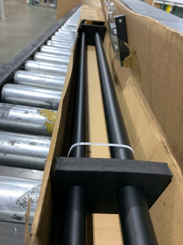 Photo 1 of Modern Double Curtain Rods, Matte Black Curtain Rod 72-144 Inch Length Drapery Rods with Simple Decorative End Caps 1 Inch Front and 5/8 Inch Diameter Back Dual Curtain Rod Telescoping Window Rods