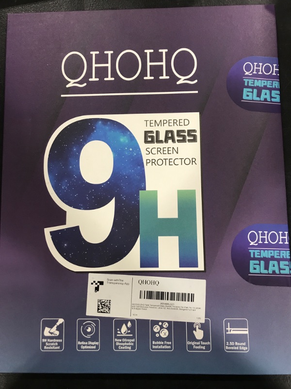 Photo 1 of QHOHQ Screen Protector for iPad Pro 13 Inch M4 (2024) [with Camera Lens Protector], Full Coverage Tempered Glass, [Face ID & Apple Pencil Compatible], with Easy Installation Frame, HD Clear [2+2 Pack]