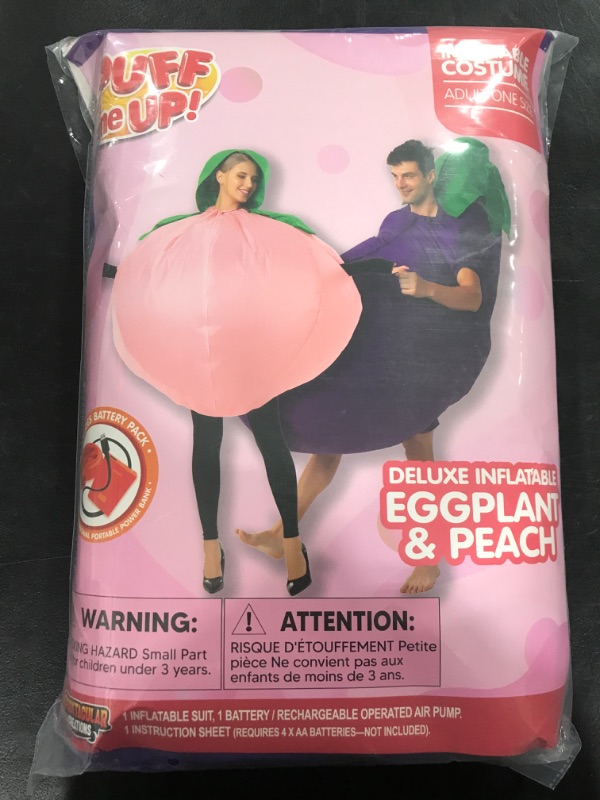 Photo 2 of Spooktacular Creations 2Pcs Inflatable Halloween Costumes, Peach and Eggplant Couple Halloween Costumes, Food Themed Blow Up Costumes for Halloween Cosplay Parties - Adult One Size