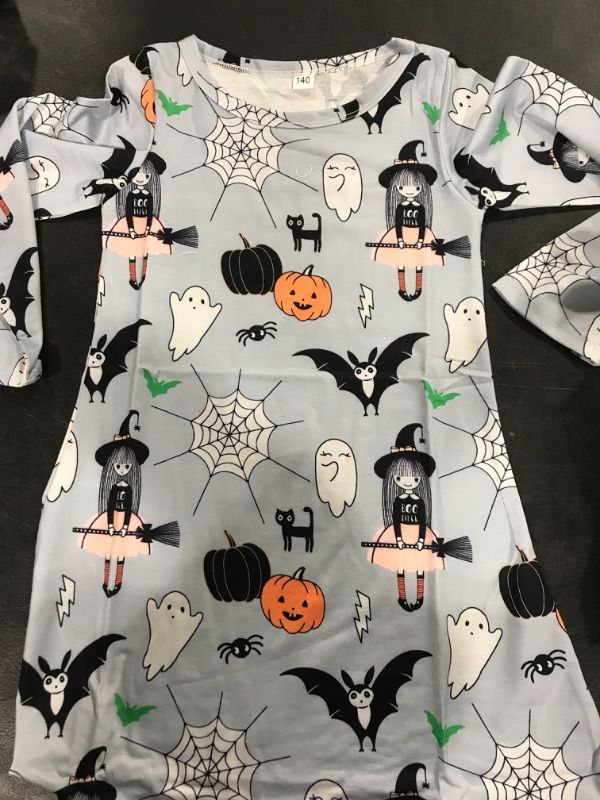 Photo 2 of 1-6T Toddler Kids Baby Girls Halloween Outfits Ghost Pumpkin Print Long Sleeve Dress Winter Clothes (Blue, 6-7 T)