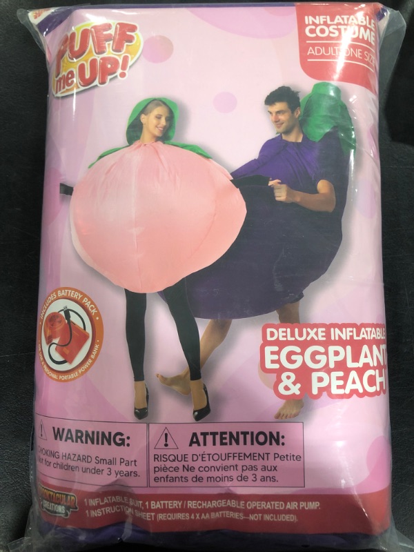 Photo 2 of Spooktacular Creations 2Pcs Inflatable Halloween Costumes, Peach and Eggplant Couple Halloween Costumes, Food Themed Blow Up Costumes for Halloween Cosplay Parties - Adult One Size