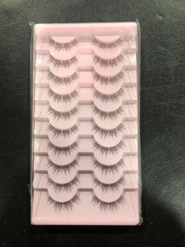 Photo 2 of 10 Pairs Lashes False Eyelashes Wispy Natural Mink Lashes Fake Eye Lashes Clear Lash Band Fake Eyelashes Pack