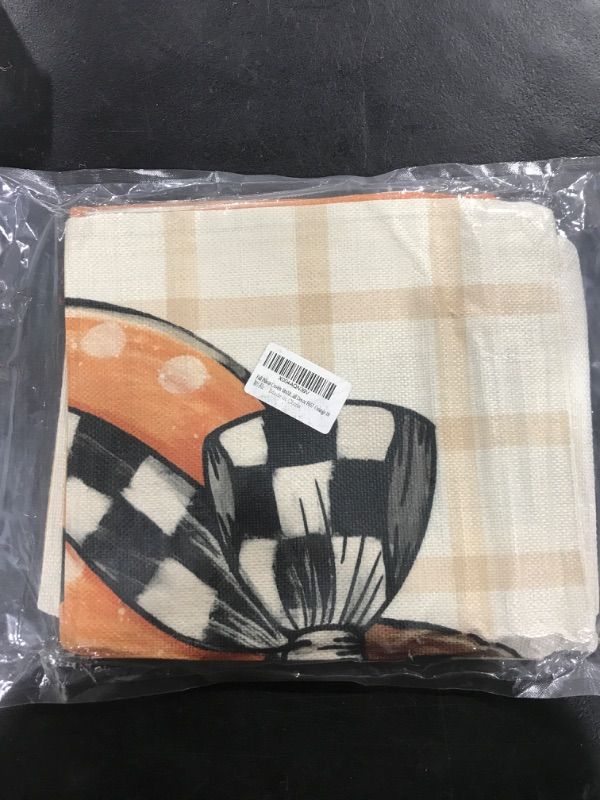 Photo 1 of Fall Pillow Covers 18x18 Inch Set of 4 Stripes Polka Dots Buffalo Plaid Pumpkin Pillows Decorative Autumn Thanksgiving Harvest Thankful Throw Pillows Cushion Case Fall Decor F057-Orange 18