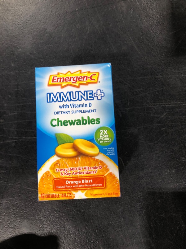 Photo 2 of Emergen-C Immune+ Dietary Supplement Chewable Tablets with Vitamin D - Orange Blast - 42ct BB 12.24