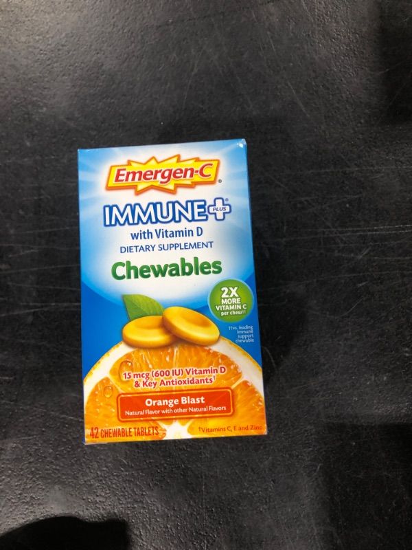 Photo 2 of Emergen-C Immune+ Dietary Supplement Chewable Tablets with Vitamin D - Orange Blast - 42ct BB 12.24