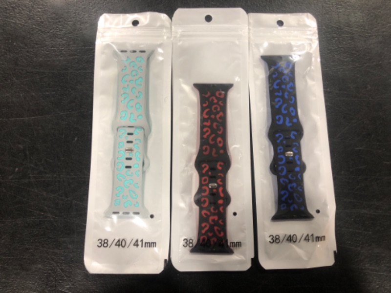 Photo 1 of 3 PACK Leopard Engraved Band for Apple Watch Band 40mm 41mm 38mm 45mm 42mm 44mm 