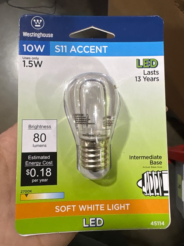 Photo 2 of Westinghouse 4511400 Single 2 Watt Frosted S11 Intermediate (E17) Led Bulb - Clear