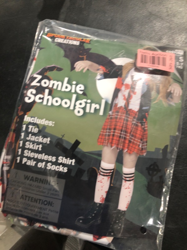 Photo 2 of Spooktacular Creations Zombie Schoolgirl Costume, Halloween Girl Bloody Zombie Costume for Kids,Halloween, School, Event Party Dress Up (Black, Small(5-7 yrs))