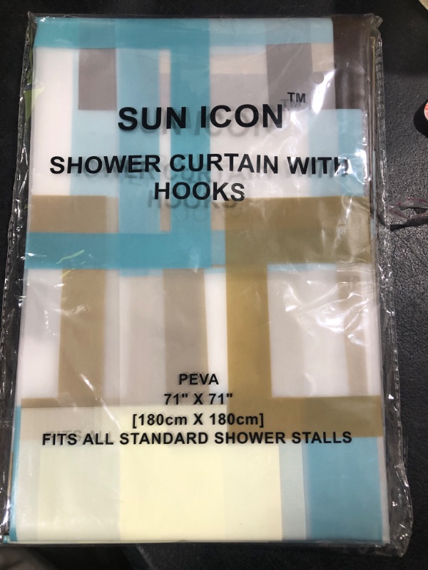 Photo 1 of Fancy White/Yellow Turquoise Shower Curtains for Bathroom Shower Curtain Sets - Simple Patterned Waterproof Shower Curtain with Hooks