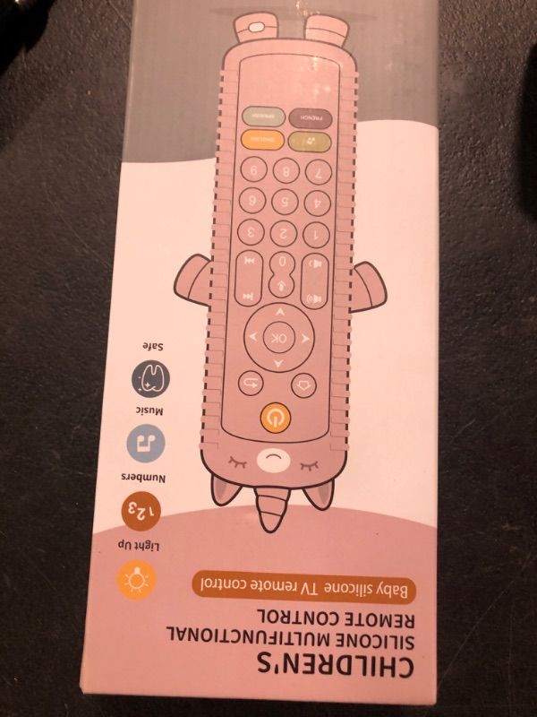 Photo 2 of KIRALUMI Baby Remote Control Toy with Silicone Teether Cover - Baby Musical Toys, Early Number Learning in 3 Languages (English, Spanish & French), Preschool Infant Girl Toys 6, 9, 12, 18 Month.