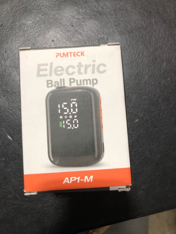 Photo 2 of Pumteck AP1-M Electric Ball Pump: Portable Sports Automatic Ball Air Pump with Digital Precise Pressure Gauge, 15Psi Fast Inflation Basketball Soccer Football Volleyball Rugby Inflator with 2 Needles