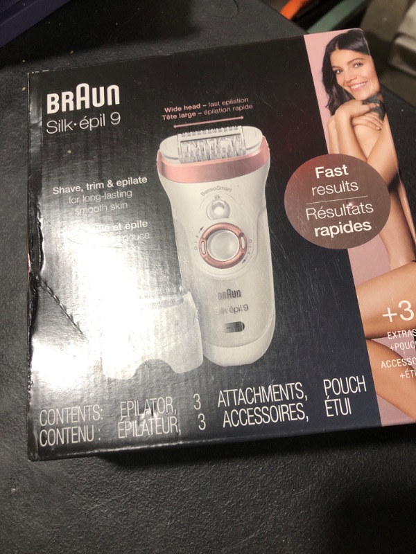 Photo 3 of Braun Epilator Silk-épil 9 9-720, Hair Removal Device, Epilator for Women, Wet/Dry, Waterproof, 3-in-1 Epilate, Shave, or Trim, Salon-Like Smooth Skin, Womens Shaver & Trimmer, Cordless, Rechargeable