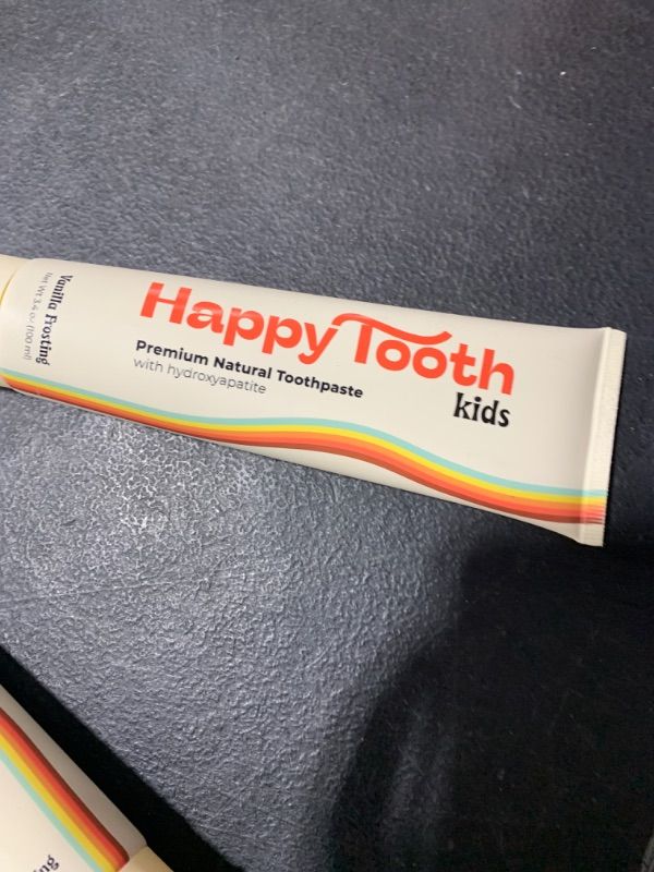 Photo 2 of Happy Tooth Natural Hydroxyapatite Toothpaste - Fluoride Free, SLS Free - Whitening for Sensitive Teeth - Natural Ingredients - Dentist Formulated & Recommended - Adults & Kids - Vanilla Frosting