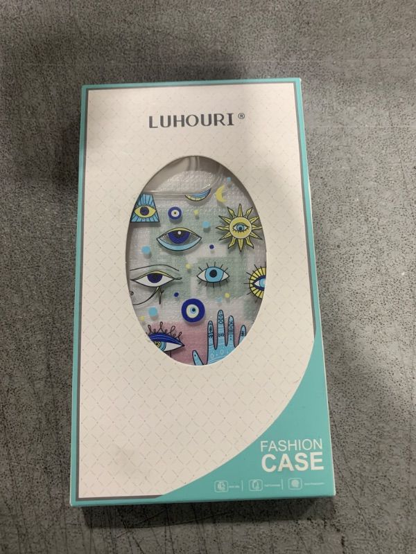 Photo 2 of LUHOURI Designed for iPhone 14 Pro Case with Screen Protector - Slim Fit, Sturdy Clear Acrylic Cover for Women and Girls - Protective Phone Case 6.1" - Designer Eyes