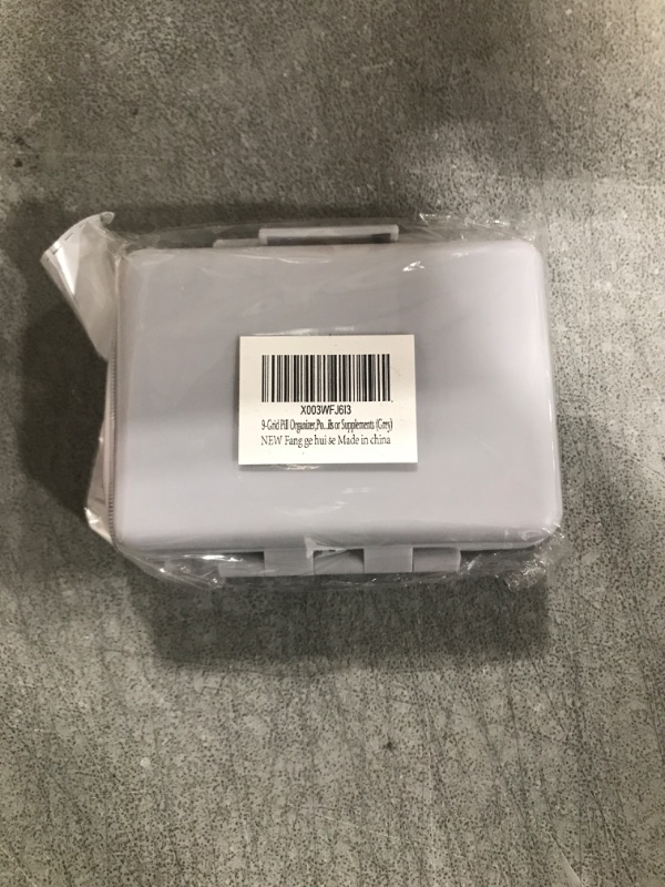 Photo 2 of 9-Grid Pill Organizer,Portable Pill Box,Large Capacity Compartments,Travel Pill Container,Medicine Dispenser,Pill Purse,Pill Case for Vitamins, Fish Oils or Supplements?Grey?