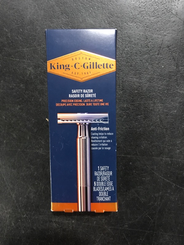 Photo 1 of King C. Gillette Safety Razor with Chrome Plated Handle and 5 Platinum Coated Double Edge Safety Razor Blade Refills