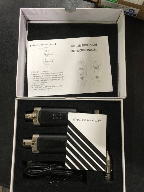 Photo 1 of Facmogu UHF Wireless XLR Transmitter and Receiver w/ 48V Phantom Power, 16 Channel Wireless Mic Adapter for Condenser/Dynamic Mic, Rechargeable XLR Adapte for Guitar Audio Mixer PA System, 164ft Range