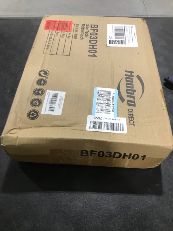 Photo 1 of HOOBRO Tall Side Table, Industrial End Telephone Table with Adjustable Mesh Shelves, Small Entryway Table, Laptop Table for Office, Hallway, Living Room, Rustic Brown and Black BF03DH01