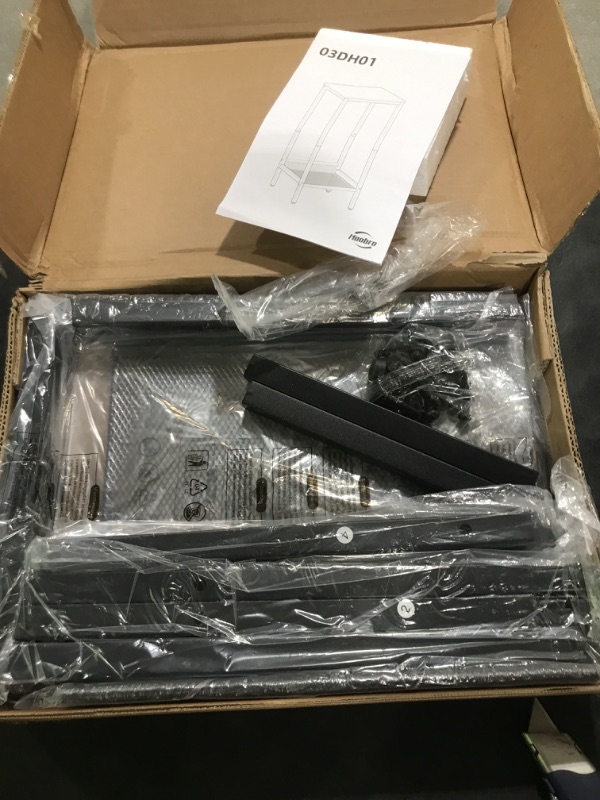 Photo 1 of HOOBRO Tall Side Table, Industrial End Telephone Table with Adjustable Mesh Shelves, Small Entryway Table, Laptop Table for Office, Hallway, Living Room, Rustic Brown and Black BF03DH01