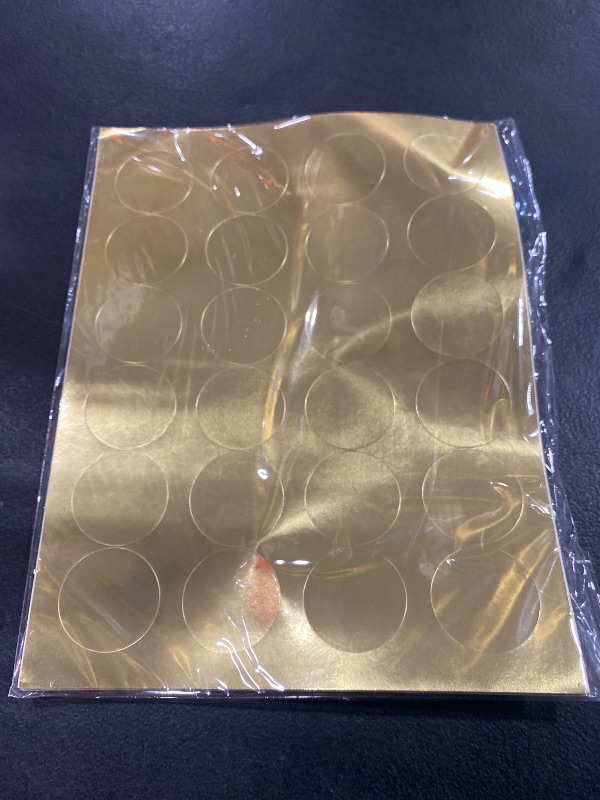 Photo 2 of 1 5/8" Round Gold Foil Labels for Laser Printers - 10 Sheets / 240 Labels