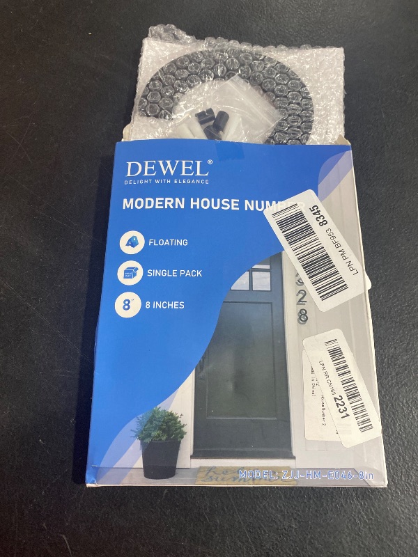 Photo 1 of DEWEL 8 inch Floating Large House Numbers for Outside, Black Modern House Address Numbers Decor for 911 Visibility Signage with Nail Kits (House Number 2)