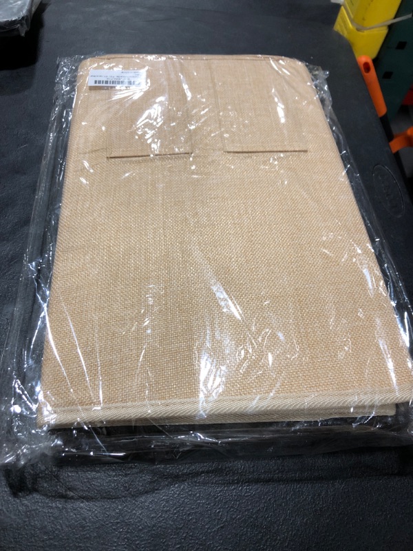 Photo 1 of HomeHarborr Foldable Stair Baskets, Smart Stair Step Storage Organizer with White Handles for Carpeted and Wooden Stairs - [16" L x 9.8" W x 16" H] (Natural Beige)