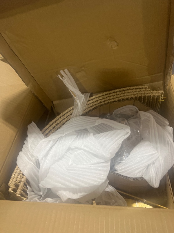 Photo 1 of MhyTogn 24" Natural Rattan Flush Mount Ceiling Light Fixture Antique Brass Brush Paint Finish Boho Chandelier for Porch Patio Hallway Bedroom Living Room Kitchen Island 5-Light