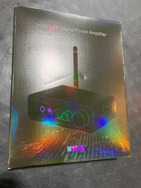 Photo 1 of Home Amplifier Stereo Receiver, 100Wx2 Mini 2 Channel Digital Audio Power Amplifier, HiFi Class D Headphone Amp, w/RCA/Coaxial/Mic/Optical Input, with DC 24V Power Adapter and RGB Light