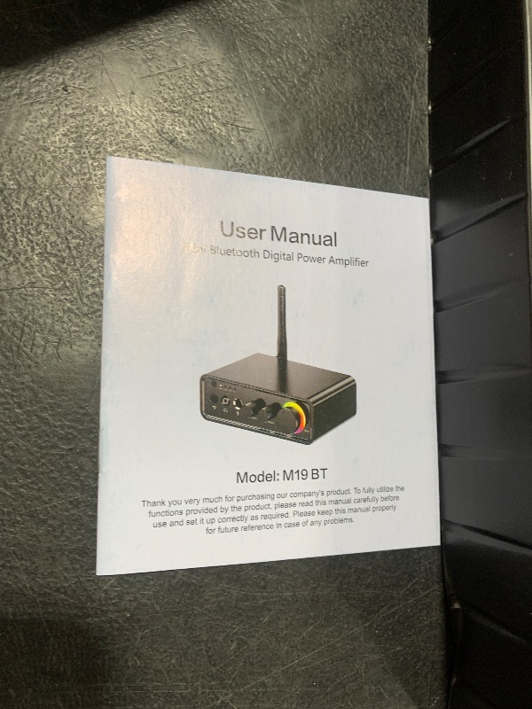 Photo 1 of Home Amplifier Stereo Receiver, 100Wx2 Mini 2 Channel Digital Audio Power Amplifier, HiFi Class D Headphone Amp, w/RCA/Coaxial/Mic/Optical Input, with DC 24V Power Adapter and RGB Light