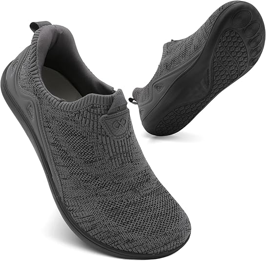 Photo 1 of    8W XIHALOOK Slip on Walking Shoes Mens Wide Toe Barefoot Shoes Zero Drop Sole Trail Running Sneakers Hands Free