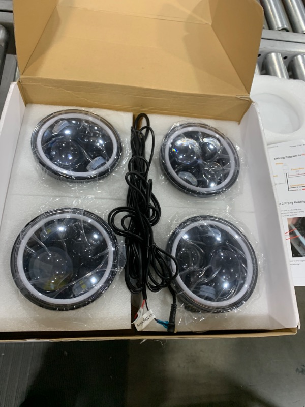 Photo 2 of BeltandRoad 5 3/4'' 5.75 inch RGB Halo LED Headlight Round 4pcs Hi/Lo Beam with DRL Sealed Beam H5001 H5006 Compatible with Peterbilt 349 359 Compatible with Chevy Impala 59-76 Compatible with Dodge