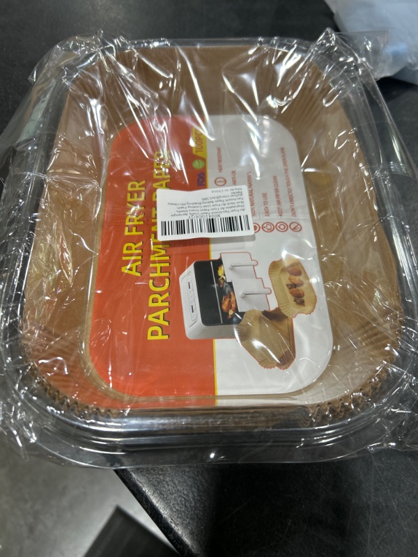 Photo 1 of Air Fryer Parchment Paper Liners, Rectangle Disposable Air Fryer Paper Liners Sheets, Non-Stick Air Fryer Liner Cooking Paper, Parchment Paper Baking Roasting Microwave Airfryer Liners(8.6x5.5IN)