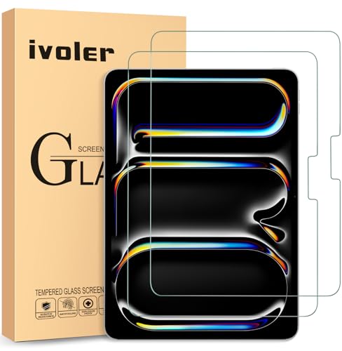 Photo 1 of ivoler 2 Pack Screen Protector for Apple iPad Pro 11 inch (2024 Model, 5th Generation, M4), Tempered Glass HD Film for Designed for Face ID & Apple Pencil for iPad Pro 11" 2024 Release Set of 3